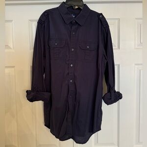 Old Navy- Dark Blue, casual, roll up sleeves.